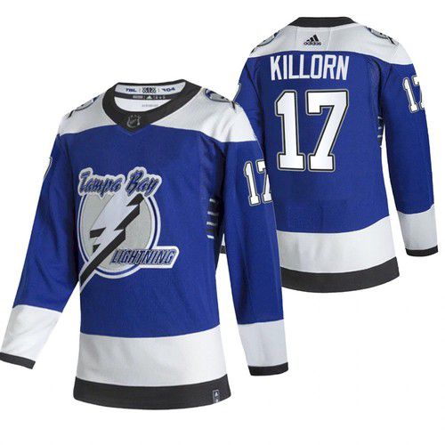 Men Tampa Bay Lightning 17 Killorn Blue NHL 2021 Reverse Retro jersey